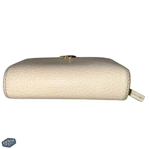Gucci Marmont Mini Compact Wallet in White Pebbled Leather with Gold Double G - Picture 15 of 16